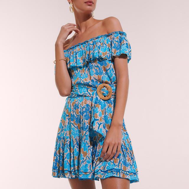 Poupette St Barth Mini Dress Bella Kaktus Blue - Size M