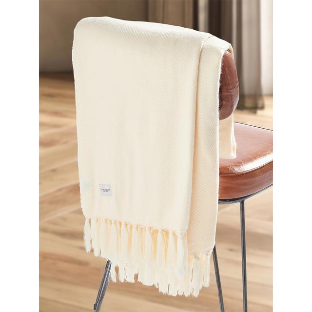 U.S. Polo Assn. Luxury Herringbone Throw Eggnog