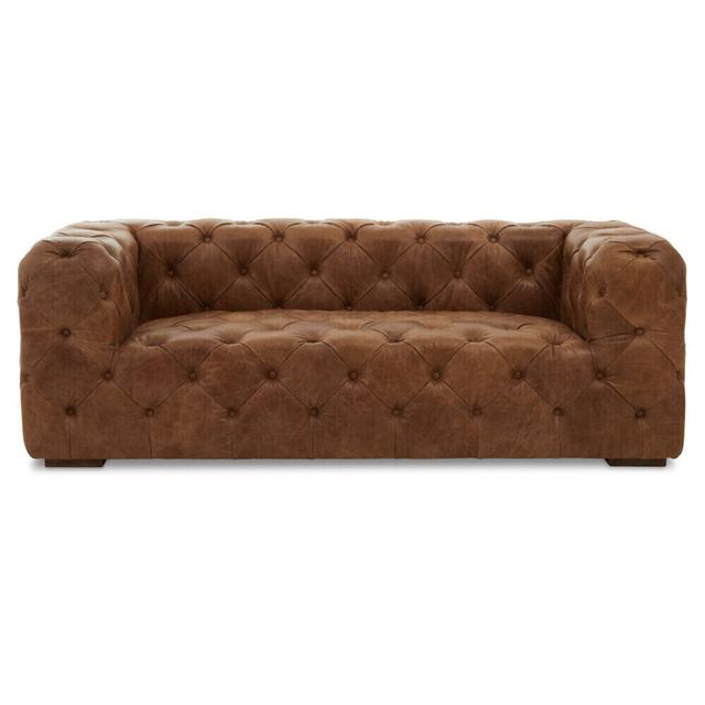 Premier Housewares Hoxton Three Seat Tufted Leather Sofa - Size One Size