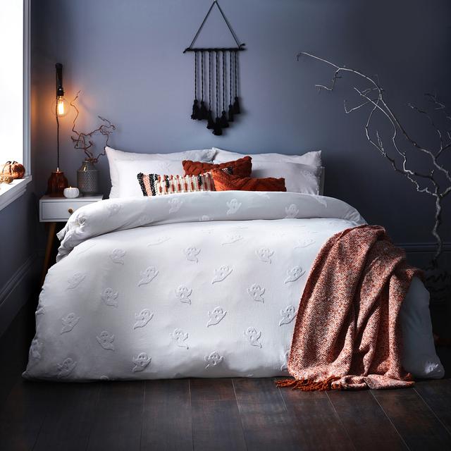 furn. furn. Ghost Tufted Halloween 100% Cotton Duvet Set - Size Double