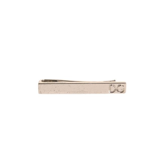 Dolce & Gabbana Men's Silver Brass Tie Clip with Logo Details