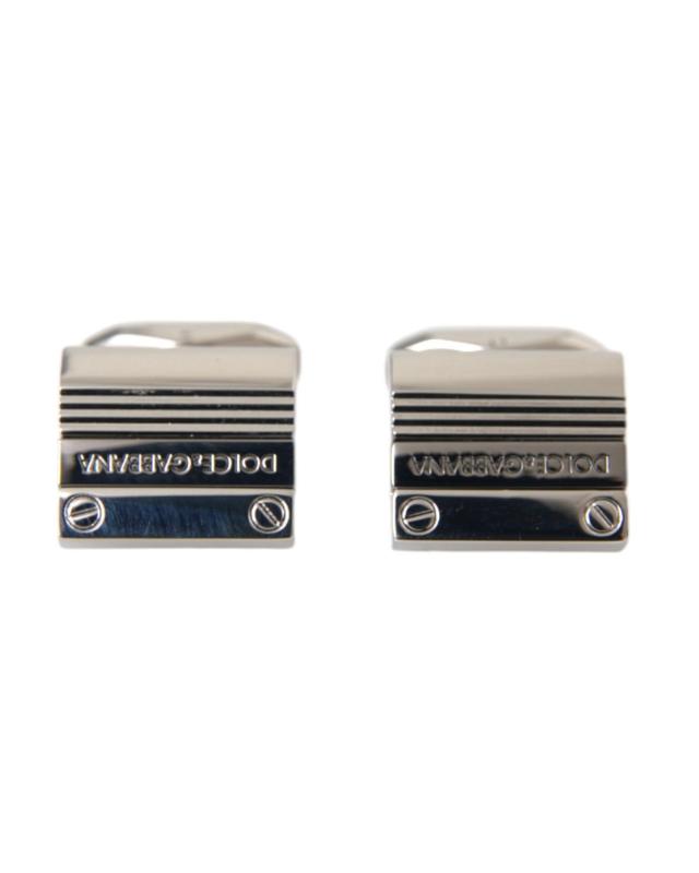 Dolce & Gabbana Men's Silver Plated Brass Cufflinks with Logo Details