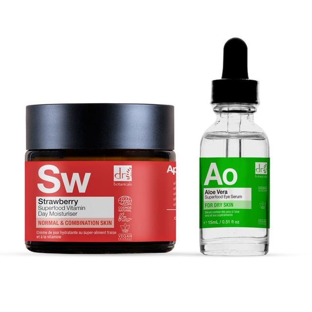 Dr. Botanicals Dr Botanicals Anti-Ageing Strawberry Vitamin C Day Cream 60ml + Aloe Vera Eye Serum 15ml - Size One Size