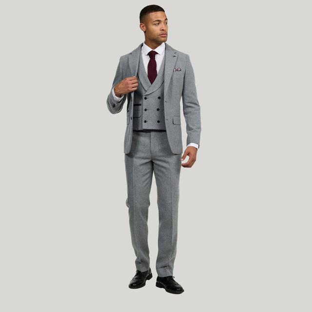 Harry Brown Eton Wool Tweed Three Piece Slim Fit Suit in Grey - Size 50R