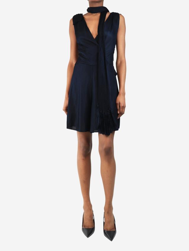 Pre-Loved Chanel Navy blue mesh playsuit with scarf - Size 8