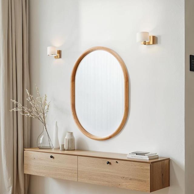 Yearn Quebec Solid Oak Oval Wall Mirror - Size One Size