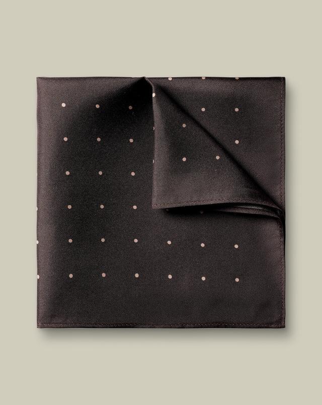 Men's Charles Tyrwhitt Spot Pocket Square - Chocolate Brown Size 32cm x 32cm Silk