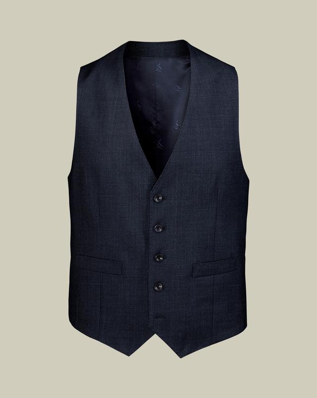 Men's Charles Tyrwhitt Ultimate Performance End-On-End Suit Waistcoat - Navy Blue Size w46 Wool