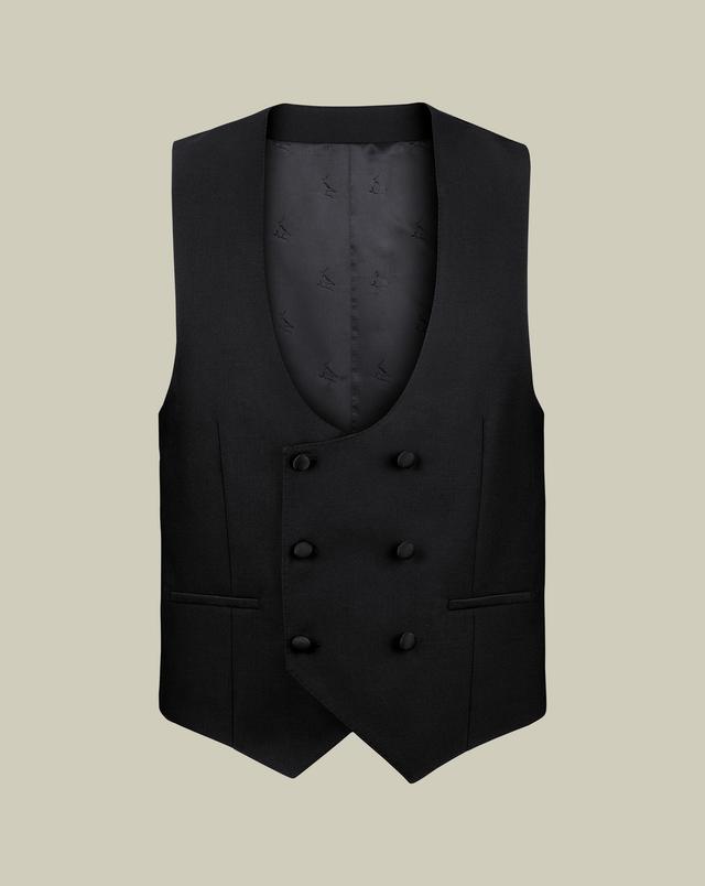 Men's Charles Tyrwhitt Double Breasted Dinner Suit Waistcoat - Black Size w40 Wool