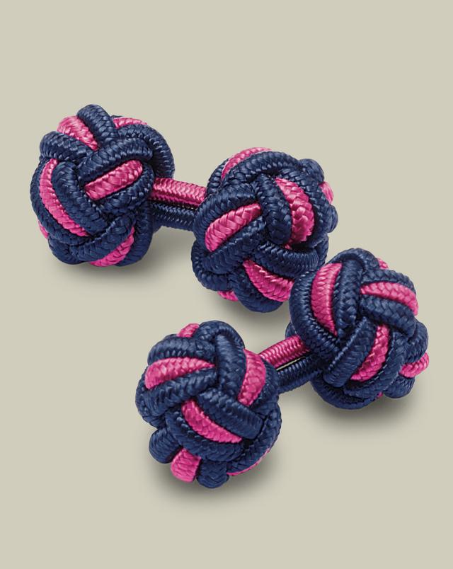 Men's Charles Tyrwhitt Knot Cufflinks - Indigo Blue & Bright Pink Viscose/Elastane