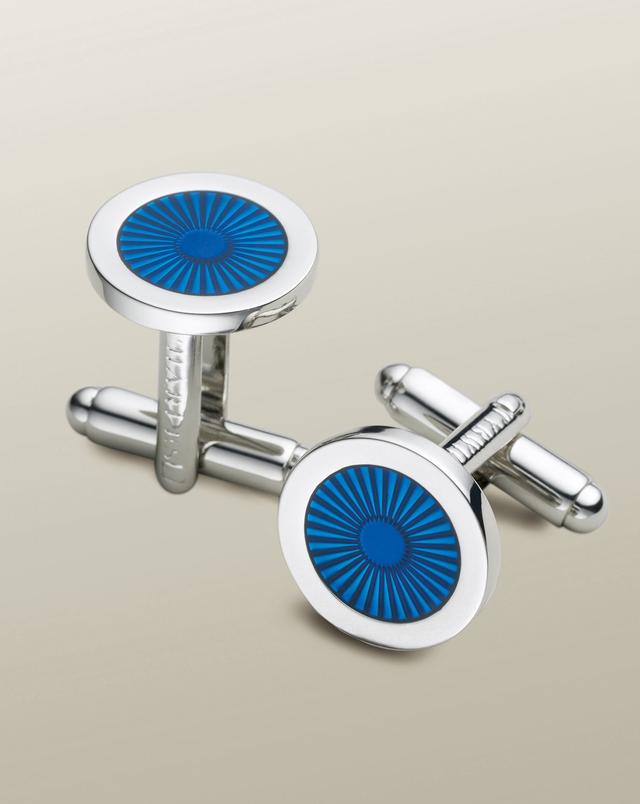 Men's Charles Tyrwhitt Enamel Round Cufflinks - Cobalt Blue Rhodium Plated