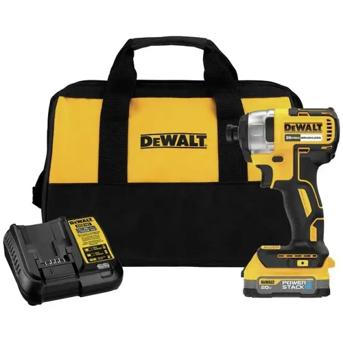 Dewalt 20V MAX Brushless Lithium-Ion 1/4 in. Cordless Impact Driver Kit with POWERSTACK Compact Battery (1.7 Ah)