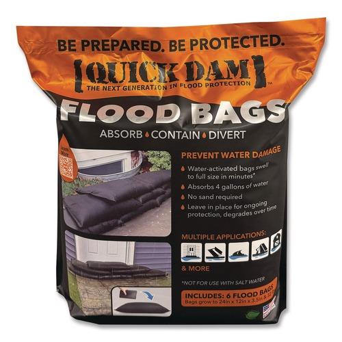 Quick Dam Flood Bags, 12-in x 24-in x 3.5-in, 6 Bags/Pack