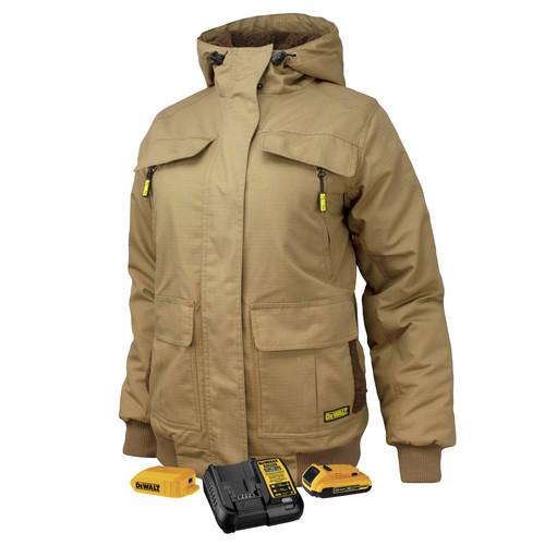 Dewalt 20V MAX Lithium-Ion Women's Ripstop Canvas Heated Jacket Kit - Double Extra Large, Dune