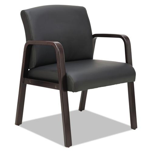 Alera ALERL4319E Reception Lounge WL Series 24.21 in. x 24.8 in. x 32.67 in. Guest Chair - Black Seat/Back, Espresso Base