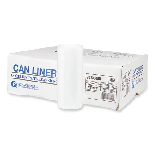 Inteplast Group High-Density 16-gal. 8 Microns 24 in. x 33 in. Commercial Can Liners - Natural (1000/Carton) - S243308N