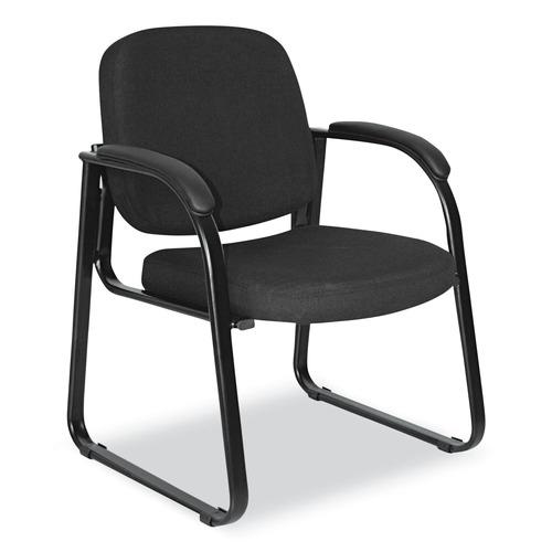 Alera ALERL43C11 Genaro Series 25 in. x 24.80 in. x 33.66 in. Fabric Half-Back Sled Base Guest Chair - Black