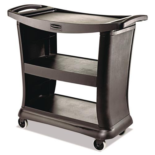 Rubbermaid Commercial FG9T6800BLA Executive 3-Shelf Service Cart - Black