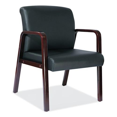 Alera ALERL4319M Reception Lounge WL Series 24.21 in. x 24.8 in. x 32.67 in. Guest Chair - Black Seat/Back, Mahogany Base