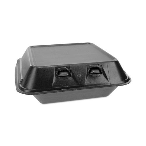 Pactiv Corp. YHLB08010000 SmartLock 8 in. x 8.5 in. x 3 in. Foam Hinged Lid Container - Black (150/Carton)