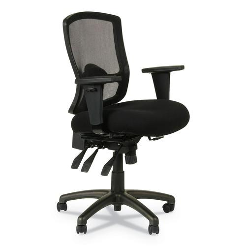 Alera ALEET4017 Etros Series 17.16 in. to 20.86 in. Seat Height Mesh Mid-Back Petite Multifunction Chair - Black