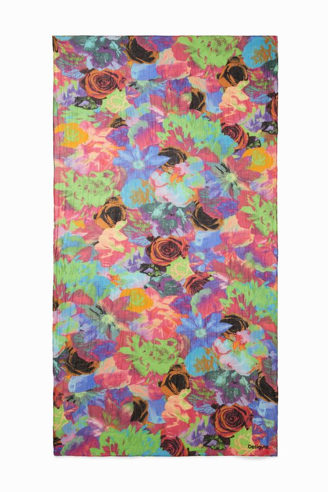 Rectangular crinkled floral foulard
