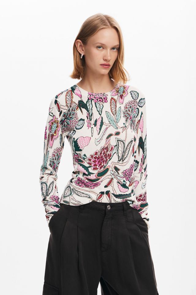 Pull détails fleurs