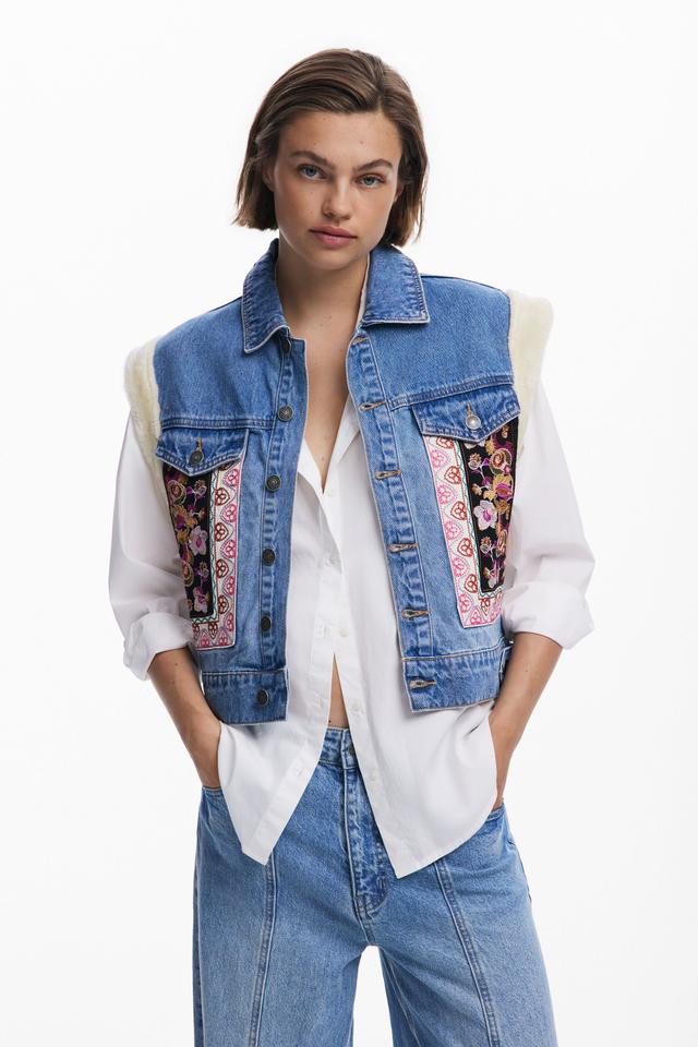 Gilet en jean doublé sherpa
