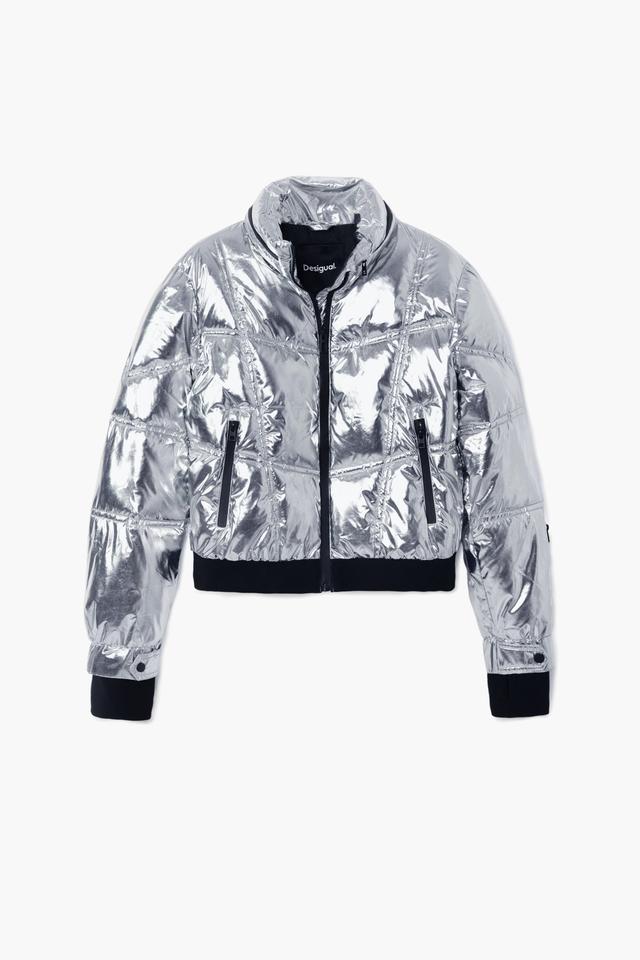 Manteau métallisé à capuche