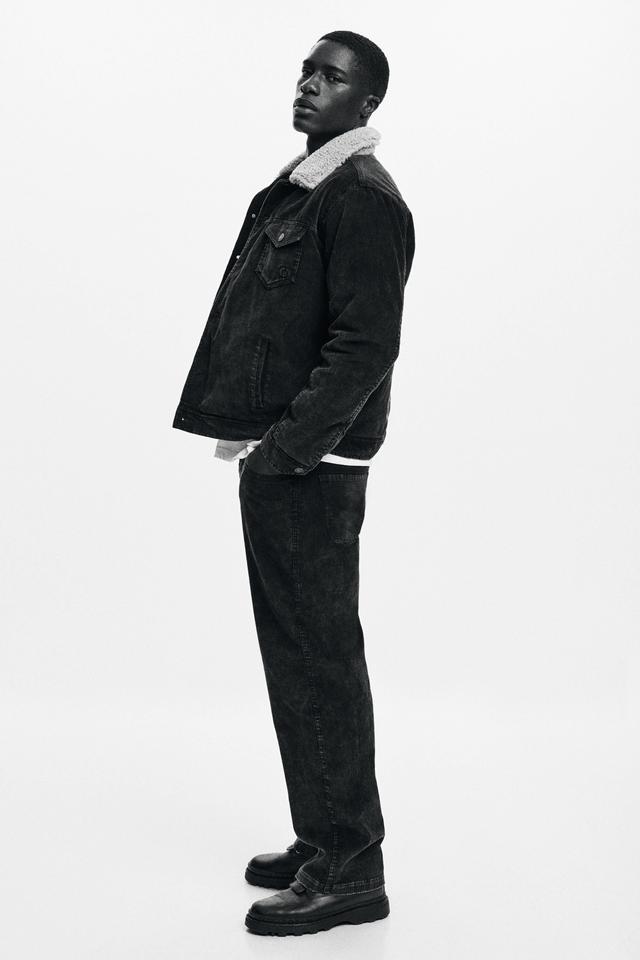 Veste en velours côtelé avec col effet mouton