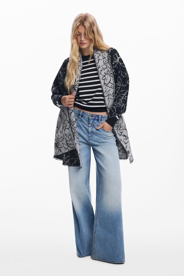 Reversible floral cape scarf