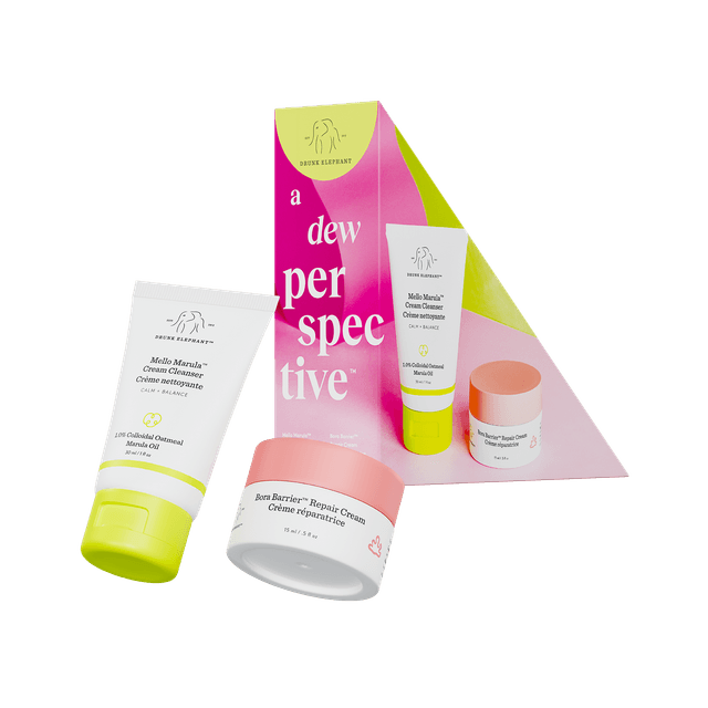 Drunk Elephant A Dew Perspective: Mello Marula and Bora Barrier Kit Duo