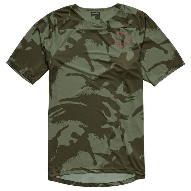 Troy Lee Designs | Skyline Ss Shadow Camo Jersey Men's | Size Small In Olive | Spandex/polyester