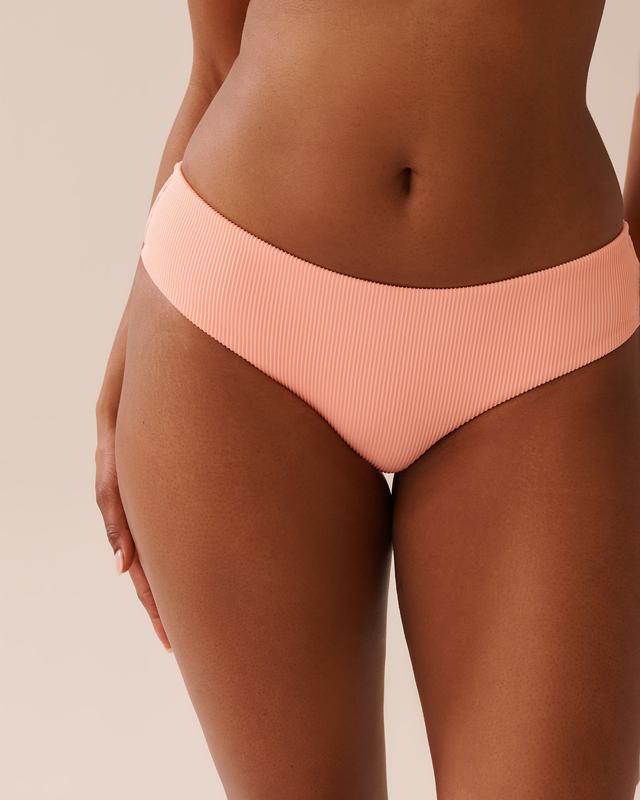 la Vie en Rose CORAL PINK Ribbed Hipster Bikini Bottom - Coral Pink XL