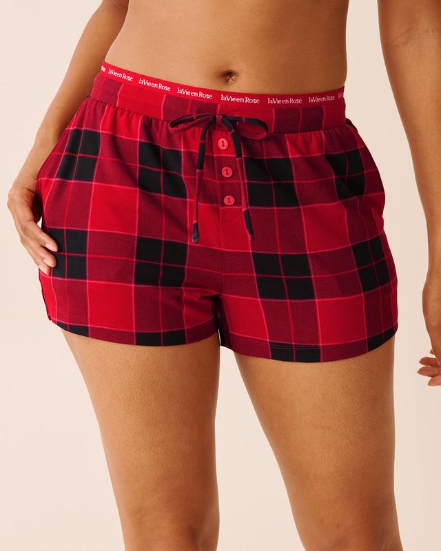 la Vie en Rose Buffalo Plaid Super Soft Pajama Shorts - Buffalo Plaid L