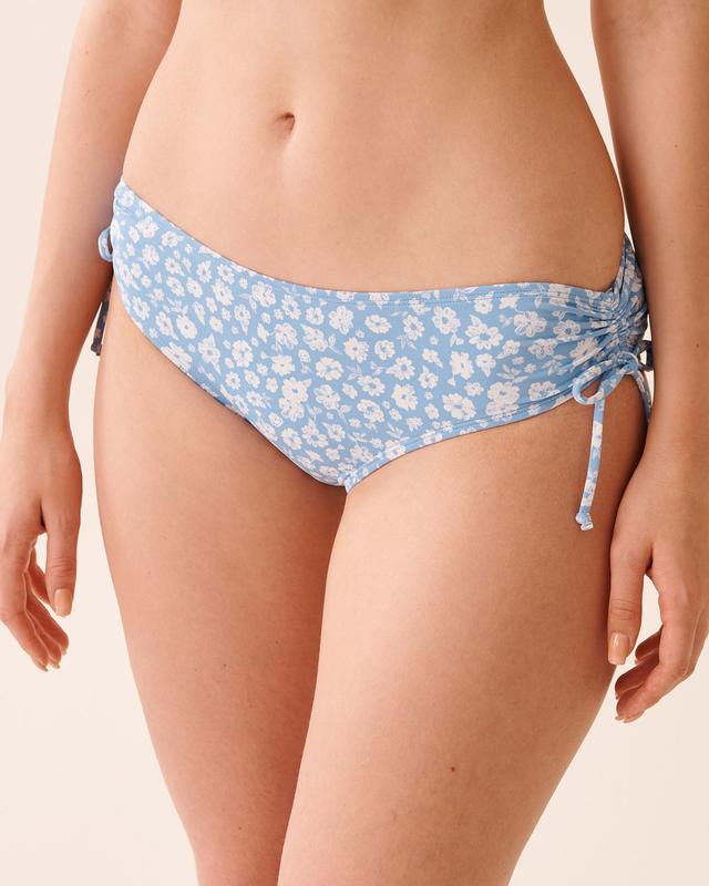 la Vie en Rose BLUE MEADOW Side Tie Brazilian Bikini Bottom - Blue Meadow L