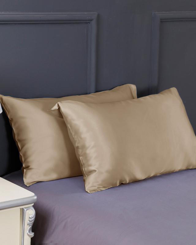LILYSILK Mulberry Silk Pillowcase 2-Pack Brown 100 Silk Comfortable Mulberry Silk Pillowcase King(20" x 36")
