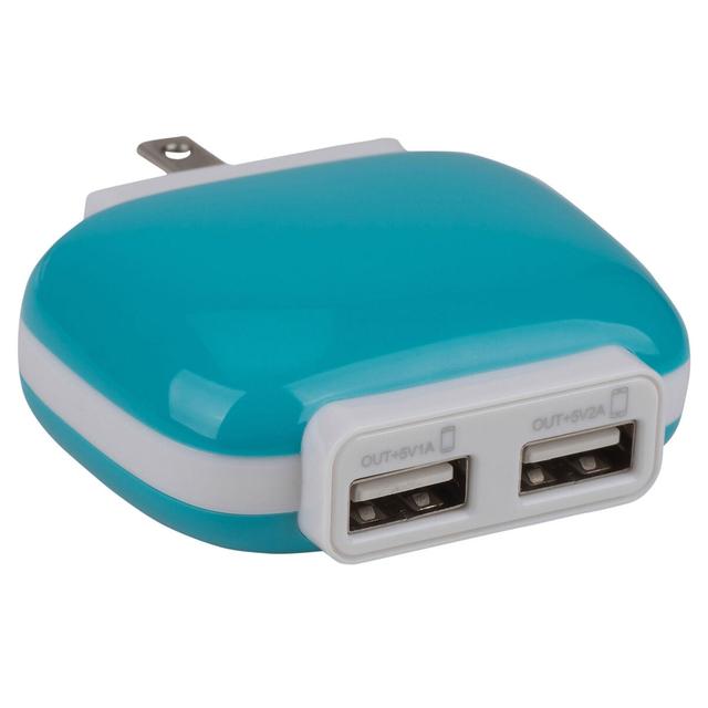 Reiko TC100 Dual 2.1A USB Charger Compact and Smart in Blue