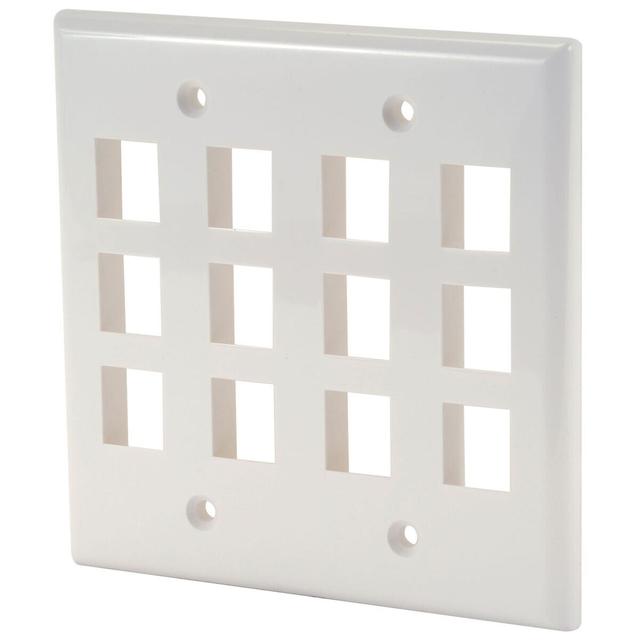 Audtek Keystone Wall Plate Double Gang 12-Port White