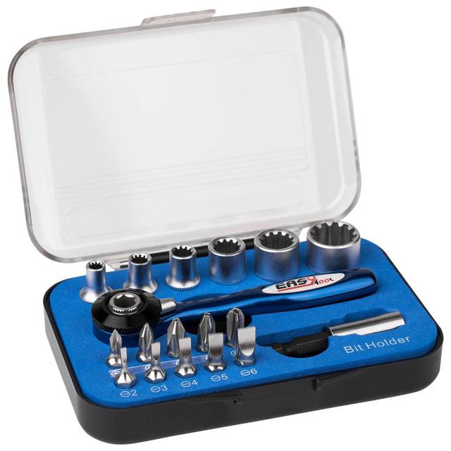 18 Pc Ratchet Tool Set with Double-Ended Aluminum Handle