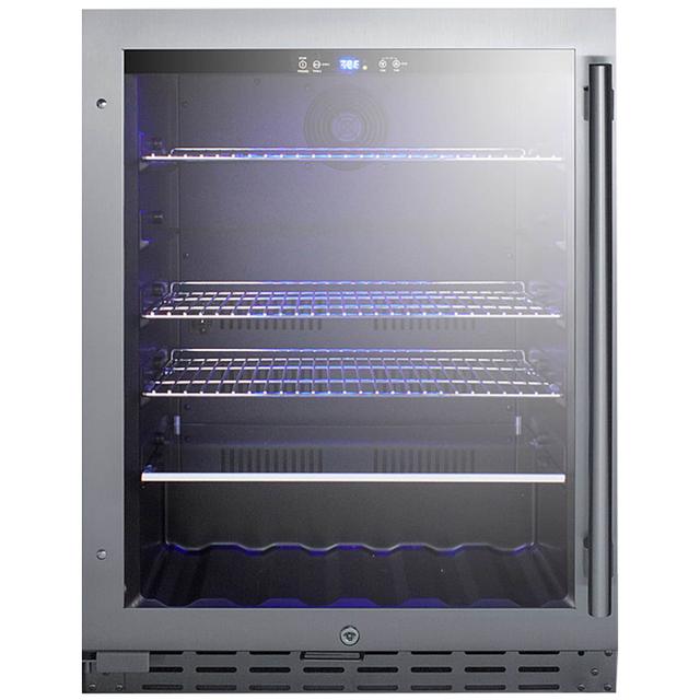 Summit 24 in. Built-In/Freestanding 4.2 cu. ft. Compact Beverage Center with Adjustable Shelves & Digital Control - Stainless Steel | ALBV2466LHD |