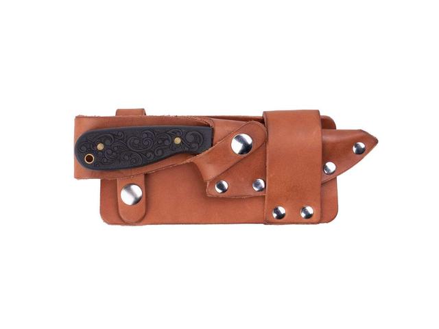 Whiteknuckler Classic M3 - Blackout Leatherwood Stonewashed 154CM, Fixed Blade, Chestnut