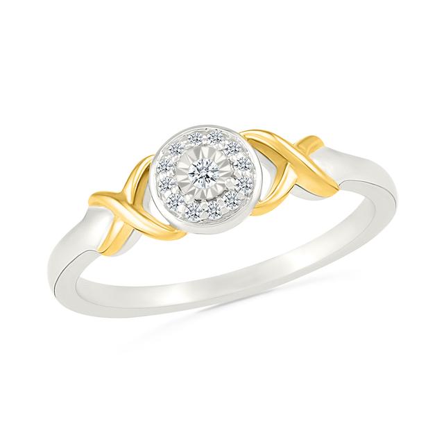 REEDS Women's 1/10Ctw Round Diamond Two-Tone Yellow Gold And Sterling Silver Promise Ring  Ring Size: 7.5