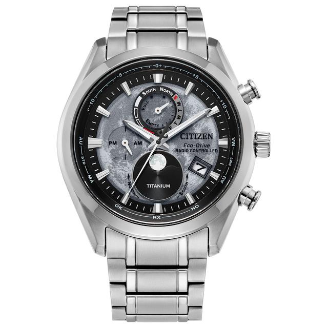 Citizen  Eco-Drive Super Titanium Tsuki-yomi A-T Gray Dial Super Titanium Bracelet Watch 43mm - BY1010-57H