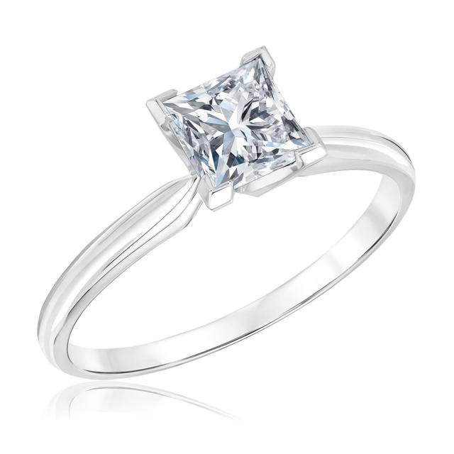 Ellaura Women's 1ct Princess Diamond Solitaire White Gold Engagement Ring - Solitaire Collection Ring Size: 8