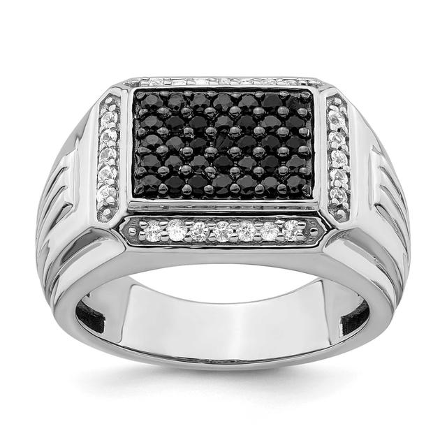REEDS Men's Black Sapphire And White Sapphire White Gold Ring | Men's - Size 11