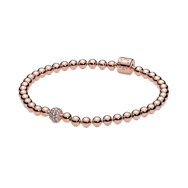 Pandora Beads & Pave Bracelet Rose Gold-Plated - 7.5inches
