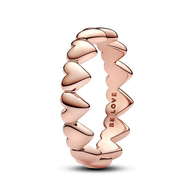 Pandora Women's Row of Hearts Rose Gold-Plated Ring - Size 7
