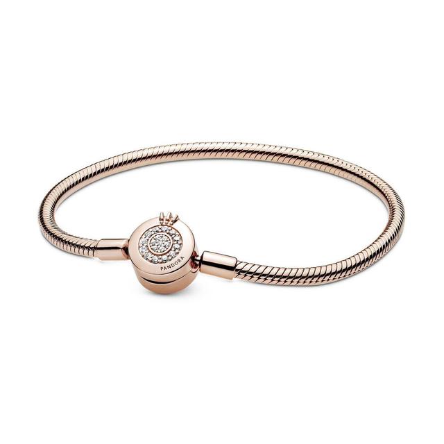 Pandora Sparkling Crown O Snake Chain Bracelet Rose Gold-Plated Bracelet Length: 9.1in (23cm)