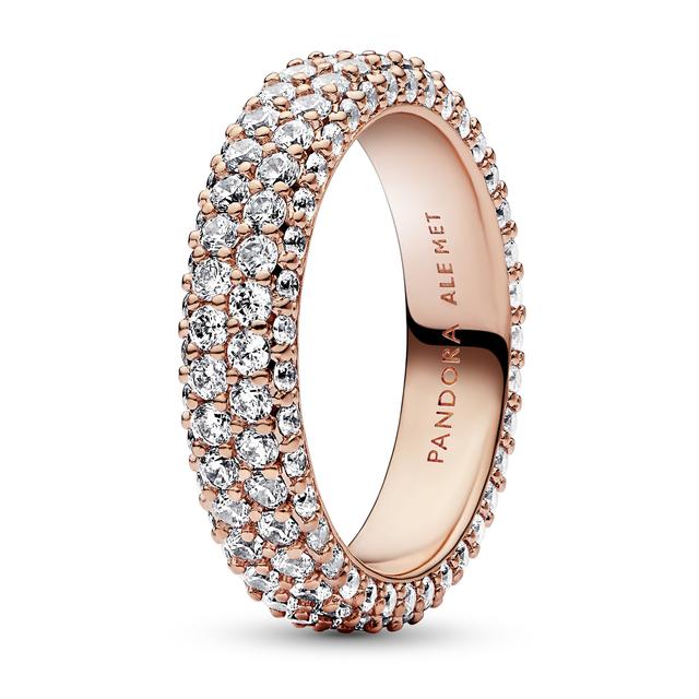Pandora Women's Timeless Pave Double-Row Ring | Rose Gold-Plated | Size 7